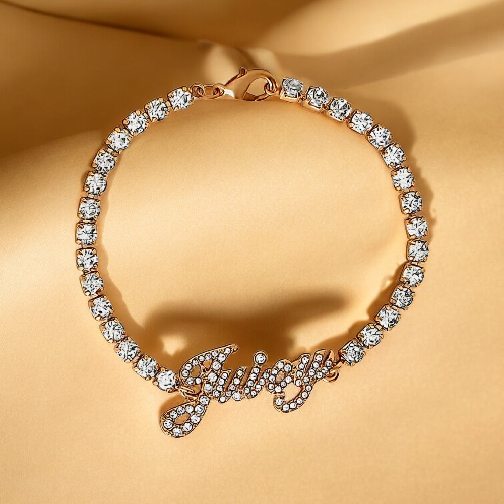 NEW Juicy By Juicy Couture Gold Tone Pave Womens Crystal 7.5" Tennis Bracelet